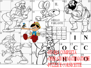 PUZZLE STORIA DI PINOCCHIO, MATEMATICA, 0 - 20, TOTALE 30 PAGINE CON OPERAZIONI E CORNICETTE
