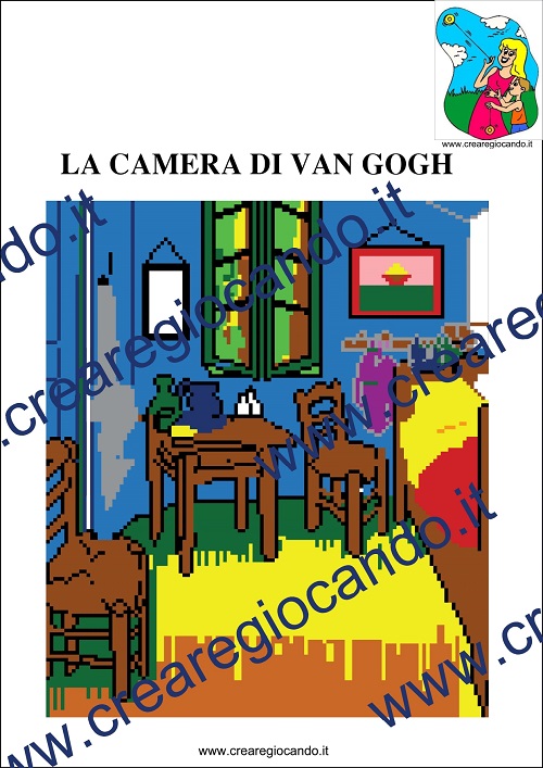 111. LA CAMERA DI VINCENT AD ARLES, MAXI PIXEL ART DA PARETE, 168 schede