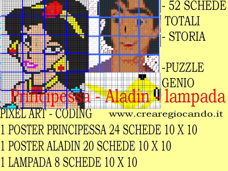 ALADINO, 54 SCHEDE PIXEL ART MAXI POSTER CON CODICI E STORIA