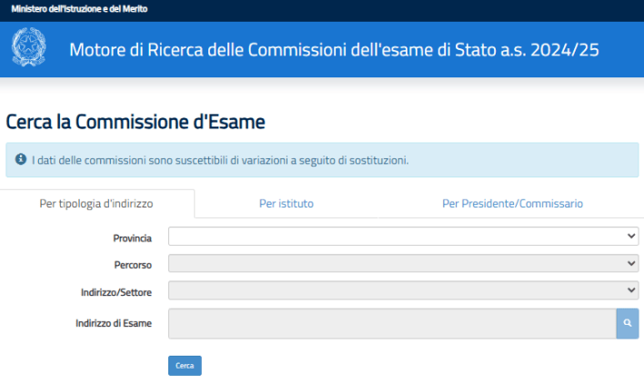 motore di ricerca commissioni esami di stato 2025