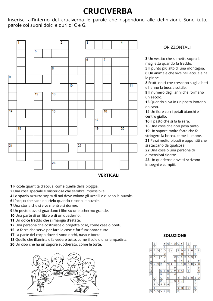 Esercizio ortografico cruciverba