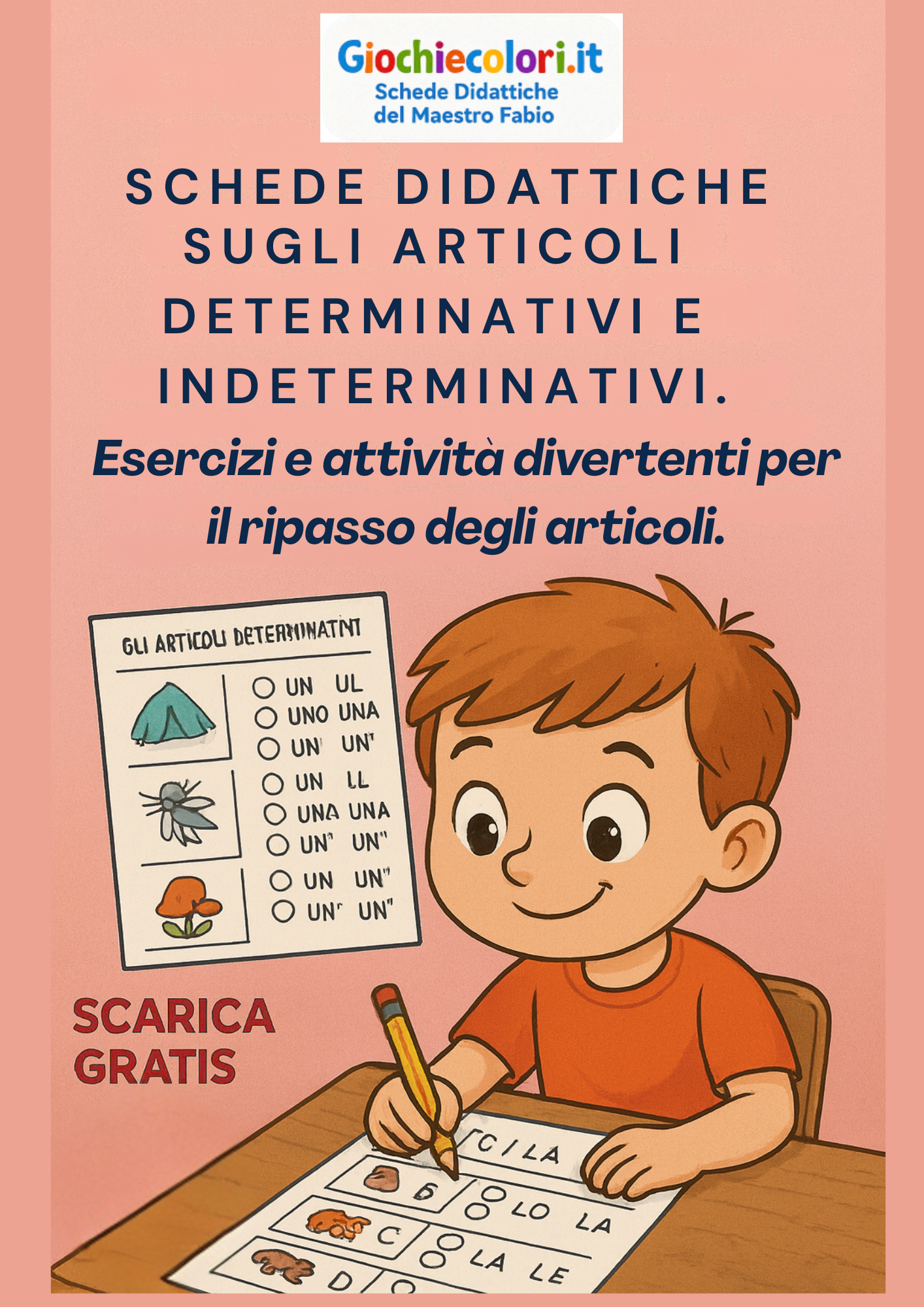 Copertina schede sugli articoli determinativi e indeterminativi