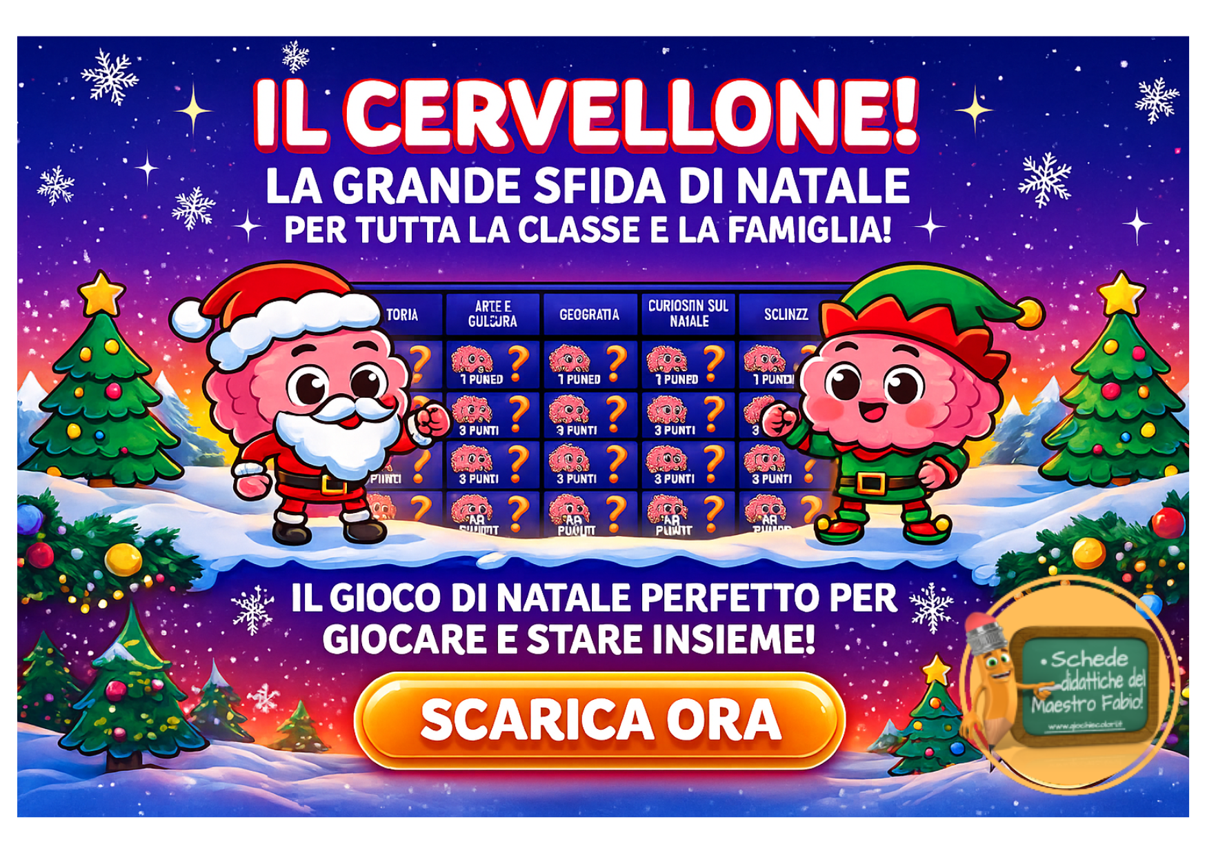 Il Cervellone gioco di Natale a quiz per la scuola primaria